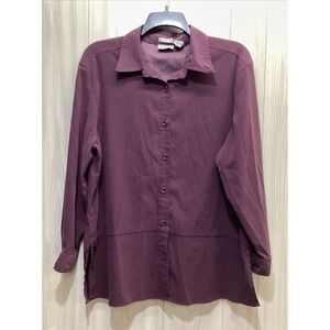 APPARENZA Women's (Size 1X) Long Sleeve Collared Button Down Shirt‎ *Stain*